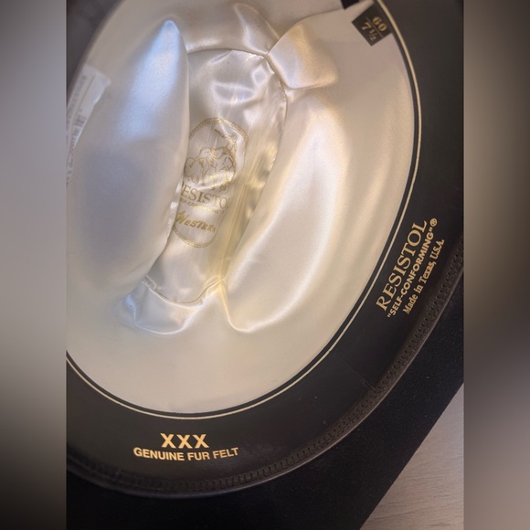 Vintage Resistol 3X Genuine Fur Felt Cowboy Hat Black Size 7 1/2 Made in Texas - Picture 10 of 11